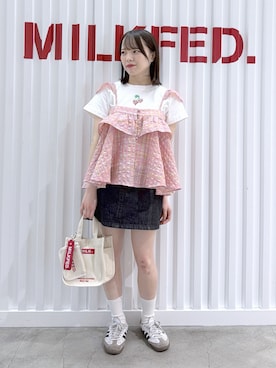 「MILKFED.（ミルクフェド）のアイテム」を使った、まりなさん（レディース・149cm）の夏コーディネート
