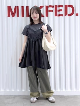 「MILKFED.（ミルクフェド）のアイテム」を使った、まりなさん（レディース・149cm）の夏コーディネート