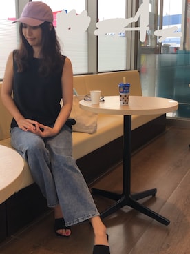 「SDGs」｜「アイテム（帽子）」を使った、Alice さん（レディース・163cm）の夏コーディネート