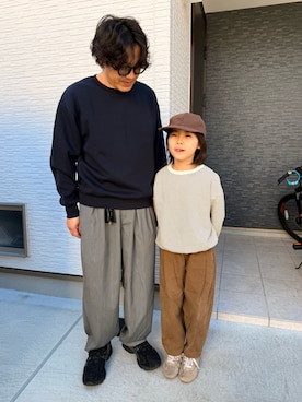 「アイテム（チノパンツ）」を使った、しんぱぱさん（メンズ・110cm）の冬コーディネート