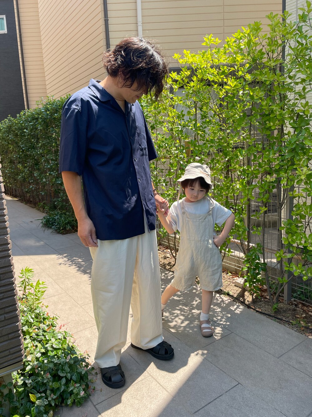 mother_inc ベージュ オールインワン 半袖シャツカラー