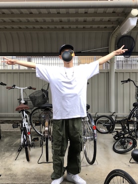 「BlackEyePatch（ブラックアイパッチ）のアイテム（キャップ）」を使った、取扱注意さん（メンズ・168cm）の夏コーディネート