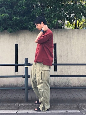 「Abercrombie&Fitch（アバークロンビーアンドフィッチ）のアイテム（カーゴパンツ）」を使った、しゅんたま@ユニクロコーデさん（メンズ・188cm）の秋コーディネート