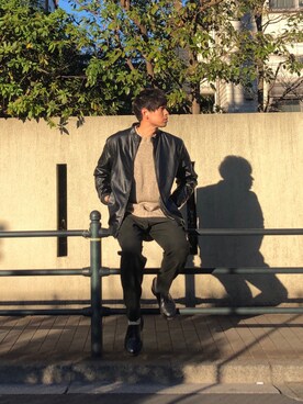 「UNIQLO（ユニクロ）の50色ソックス（消臭機能付き）（ソックス/靴下）」を使った、しゅんたま@ユニクロコーデさん（メンズ・188cm）の冬コーディネート