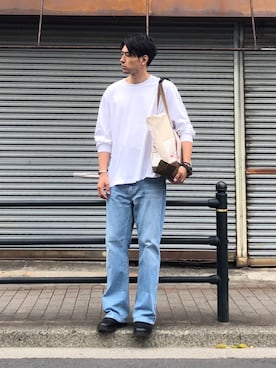 「KHOKI（コッキ）のアイテム（バッグ）」を使った、しゅんたま@ユニクロコーデさん（メンズ・188cm）の春コーディネート