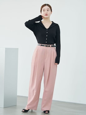 「IENA（イエナ）のアーチタックパンツ（その他パンツ、ピンク系）」を使った、endoさん（レディース・162cm）の夏コーディネート