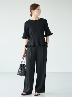 「IENA（イエナ）のオーガニックコットン WAVE Tシャツ（Tシャツ/カットソー、ブラック系）」を使った、endoさん（レディース・162cm）の夏コーディネート