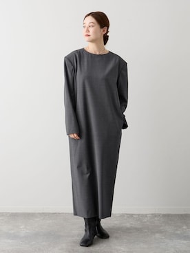 「IENA（イエナ）のT/W Iラインワンピース（ワンピース、グレー系）」を使った、endoさん（レディース・162cm）の秋コーディネート