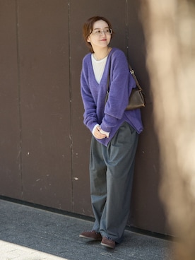 「IENA（イエナ）の《追加》コットンシアープルオーバー（Tシャツ/カットソー、ホワイト系）」を使った、endoさん（レディース・162cm）の秋コーディネート
