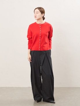 「IENA（イエナ）の《手洗い可》ウールMIXタックワイドパンツ（その他パンツ、グレー系）」を使った、endoさん（レディース・162cm）の秋コーディネート