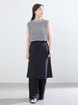 「IENA（イエナ）のレイヤースカートセットイージーパンツ（その他パンツ、ブラック系）」を使った、endoさん（レディース・162cm）の夏コーディネート