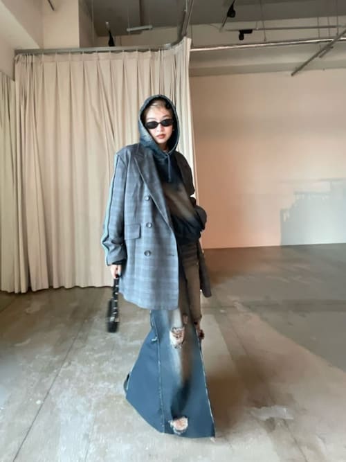 Denim-like Distressed Skirt/デニムライクダメージスカート