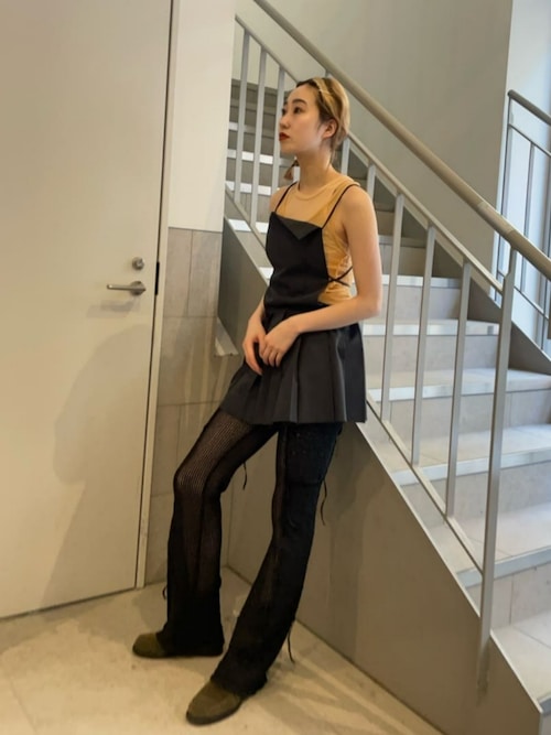 セール】Sheer Drape layered Tank Top/シアードレープレイヤー