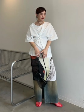 「MAISON SPECIAL（メゾンスペシャル）の【2026SUMMER PRE-ORDER】Irregular shape bangle/変形ボリュームバングル（バングル/リストバンド、ゴールド系）」を使った、MAISON SPECIALさん（メンズ・168cm）の春コーディネート