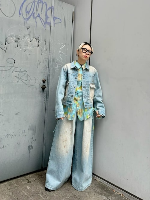 セール】Floral Pattern Pleated Shirt/フラワープリーツシャツ