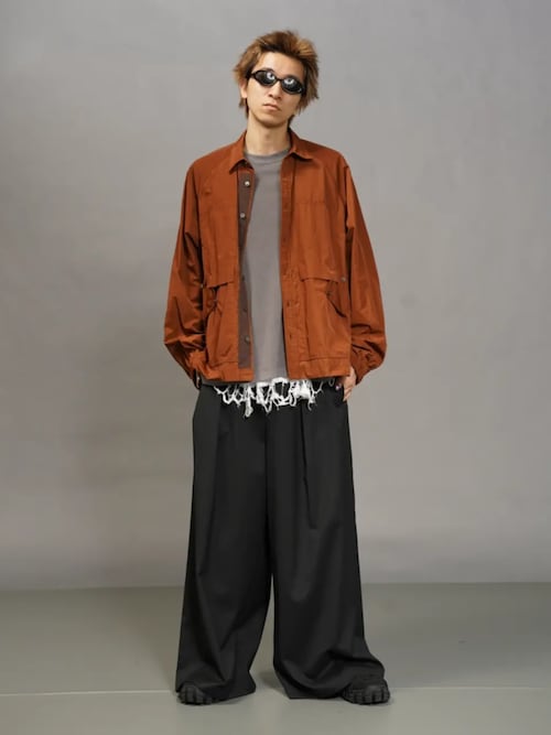 UNISEX》4 Colors Chambray Washable Wool Baggy Wide Pants/4色