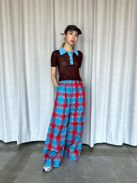 「アイテム（その他パンツ、レッド系）」を使った、MAISON SPECIALさん（レディース・162cm）の春コーディネート