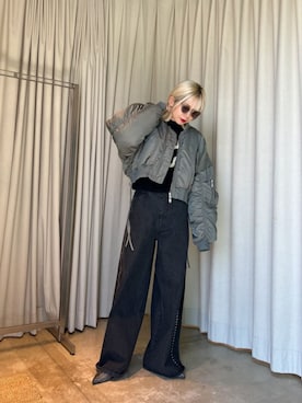 「MAISON SPECIAL（メゾンスペシャル）のアイテム（MA-1）」を使った、MAISON SPECIALさん（レディース・162cm）の秋コーディネート