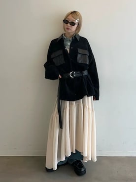 「MAISON SPECIAL（メゾンスペシャル）の【2026Autumn PRE-ORDER】Tuck Denim/タックデニム（デニムパンツ、ブルー系）」を使った、MAISON SPECIALさん（レディース・158cm）の秋コーディネート