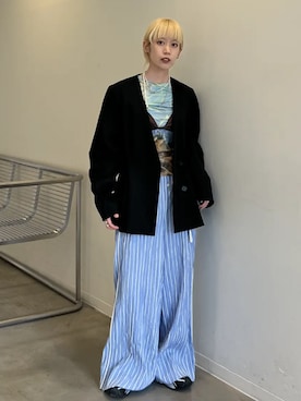 「MAISON SPECIAL（メゾンスペシャル）のBelted Pajama Pants/ベルテッドパジャマパンツ（その他パンツ、ブルー系）」を使った、MAISON SPECIALさん（メンズ・168cm）の春コーディネート