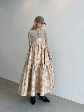 2way Cut Fringe Jacquard Maxidresses/2WAYカットフリンジジャガード