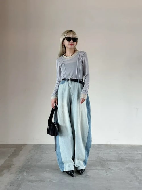 2way Neck Sheer Docking Tops/2WAYネックシアードッキング
