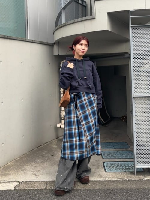 セール】Checkered Bias Seam Midi Skirt/チェックバイアス セール】Checkered Bias Seam Midi Skirt/チェックバイアス