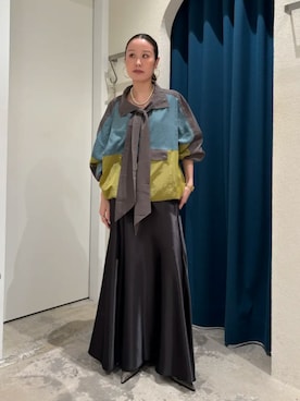 「MAISON SPECIAL（メゾンスペシャル）のMulticolor Bow-Tie Anorak/マルチカラーボウタイアノラック（ブルゾン、グリーン系）」を使った、MAISON SPECIALさん（レディース・155cm）の夏コーディネート