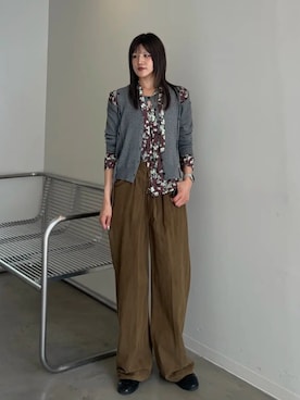 「MAISON SPECIAL（メゾンスペシャル）の【2026Autumn PRE-ORDER】Flower Print Shirt/フラワープリントシャツ（シャツ/ブラウス、ブラウン系）」を使った、MAISON SPECIALさん（レディース・155cm）の夏コーディネート
