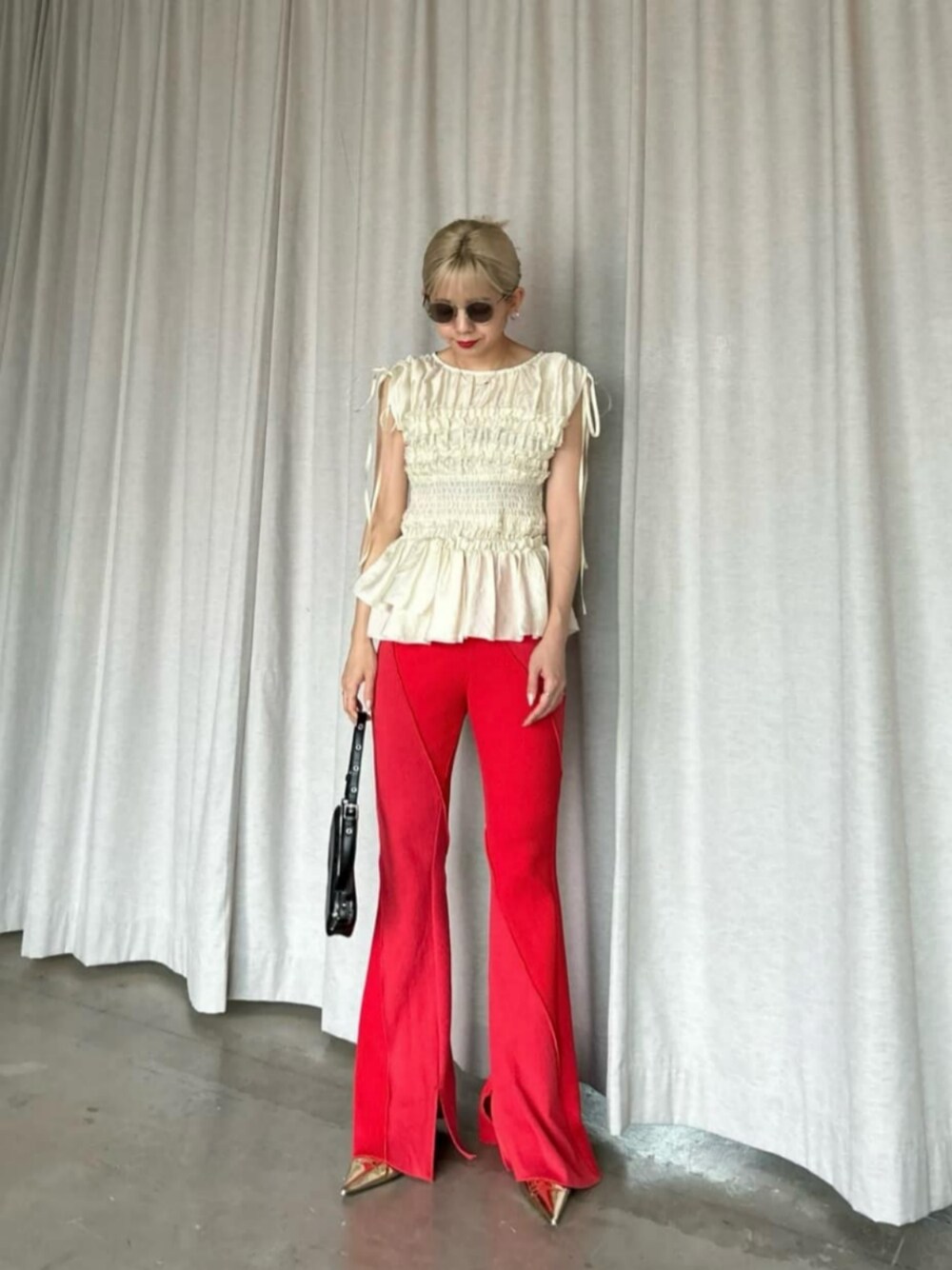 MAISON SPECIAL シャーリングフリルトップ ブラック MAISON SPECIAL