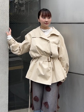 「MAISON SPECIAL（メゾンスペシャル）のShort Trench Coat/ショートトレンチコート（トレンチコート、ホワイト系）」を使った、MAISON SPECIALさん（メンズ・168cm）の春コーディネート
