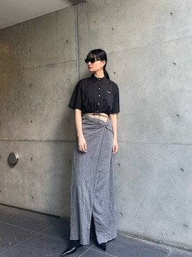 Stripe Drawstring Short Length Shirt/ストライプドローストリング 