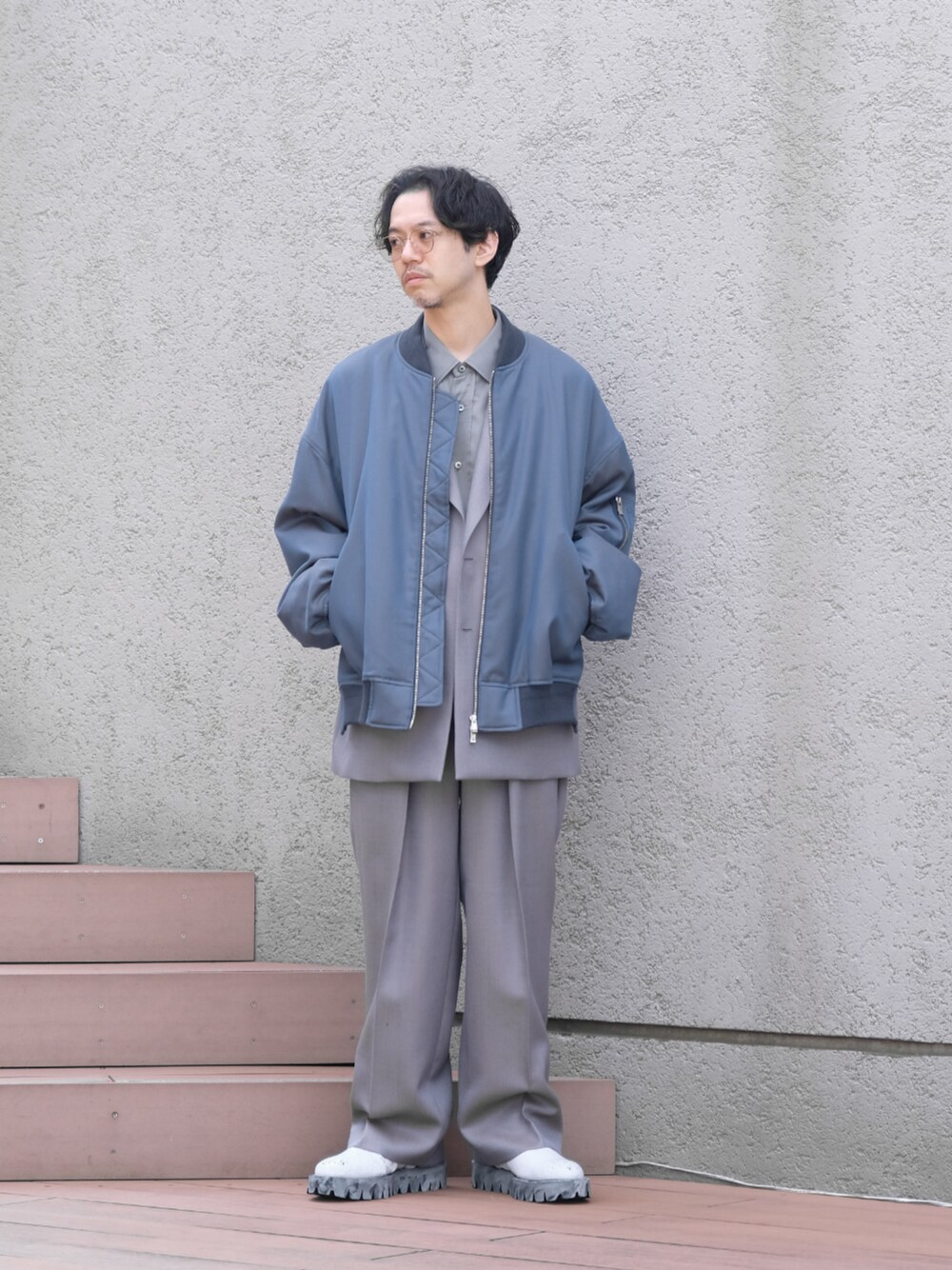 UNISEX》Prime-Over Wool Chambray MA-1 Bomber Jacket/プライム