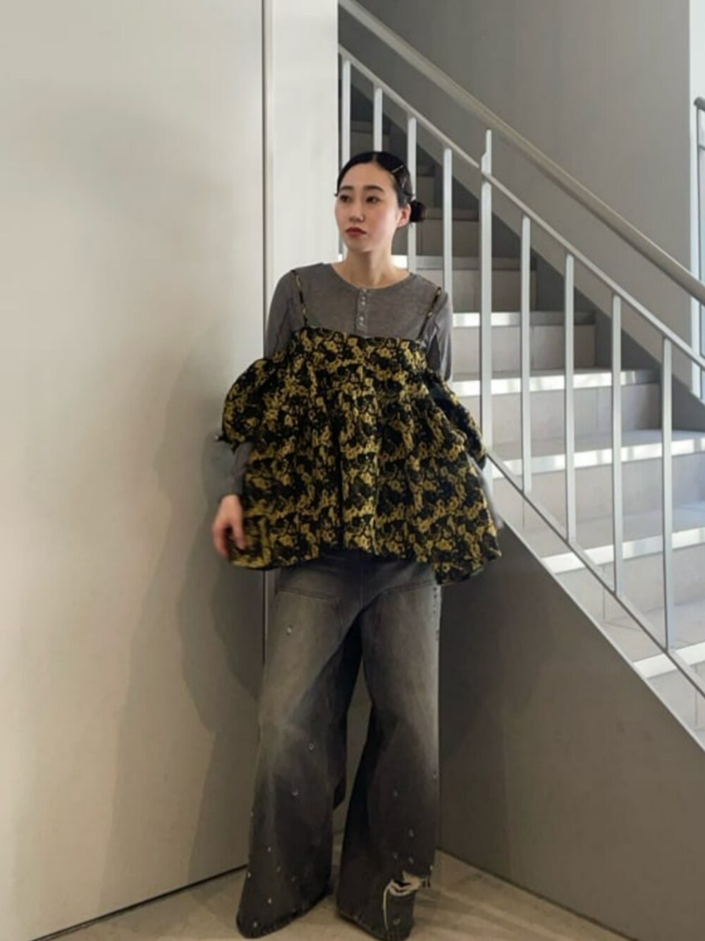 Jacquard 2way Puff Sleeves Tunic/ジャガード2WAYパフスリーブ