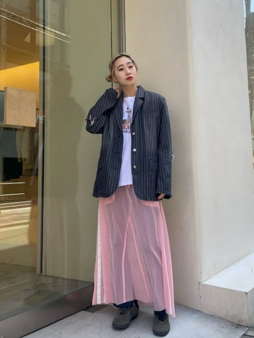 メゾンスペシャル　サイドラインメッシュスカート　maison special Side Line Mesh Skirt/サイドラインメッシュスカート【MAISON