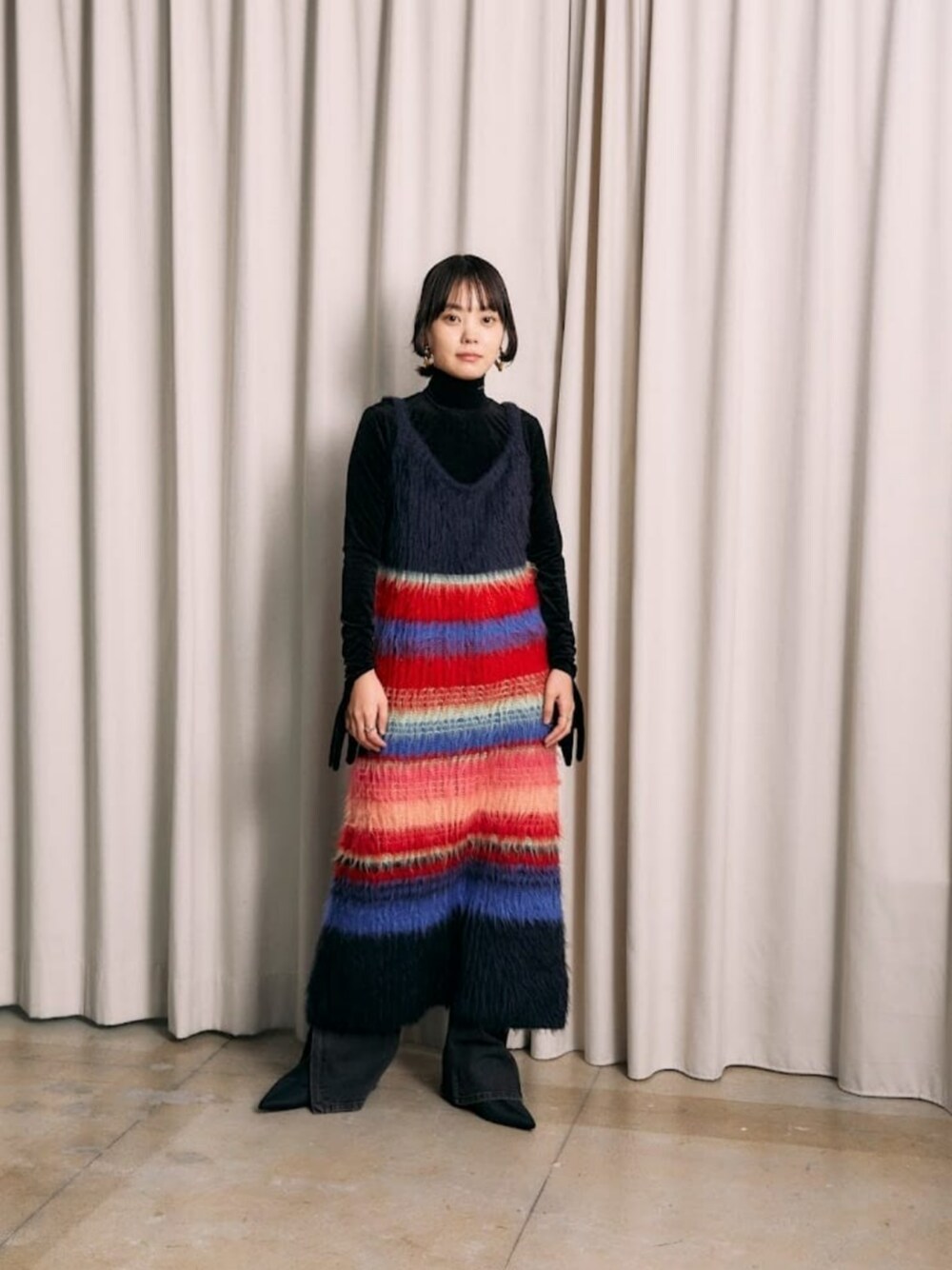 Multicolor Border Knit Dress/マルチカラーボーダーニットワンピース