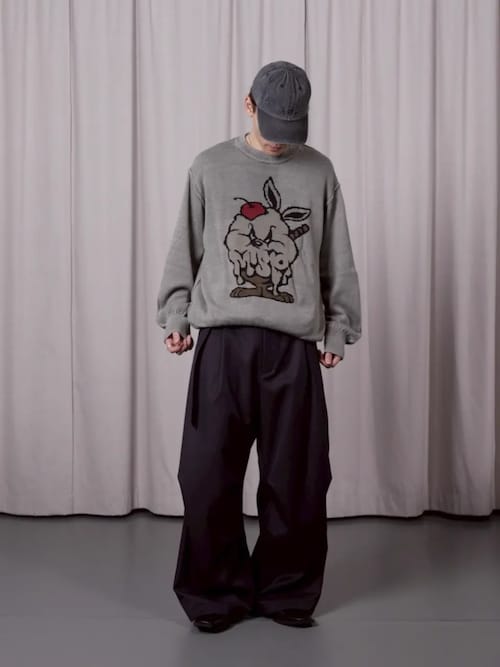 UNISEX》Parfait Bunny Jacquard Prime-Over Crew Neck Knit Pullover
