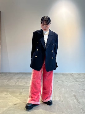 「MAISON SPECIAL（メゾンスペシャル）の【2026Autumn PRE-ORDER】Double-Breasted Jacket/ダブルブレストジャケット（テーラードジャケット、ブルー系）」を使った、MAISON SPECIALさん（メンズ・169cm）の夏コーディネート