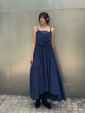 「MAISON SPECIAL（メゾンスペシャル）のChiffon Lace Camisole Dress/シフォンレースキャミワンピース（ワンピース、ブルー系）」を使った、MAISON SPECIALさん（レディース・155cm）の夏コーディネート