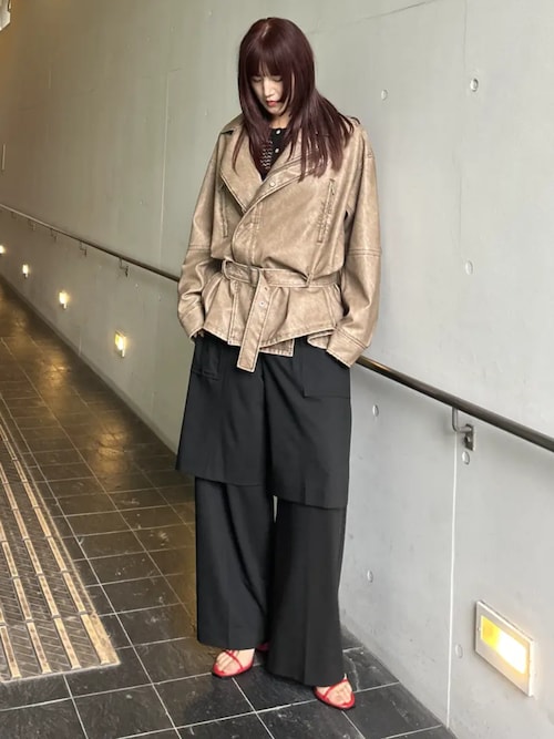 Belted Faux Leather Jacket/ベルテッドフェイクレザージャケット
