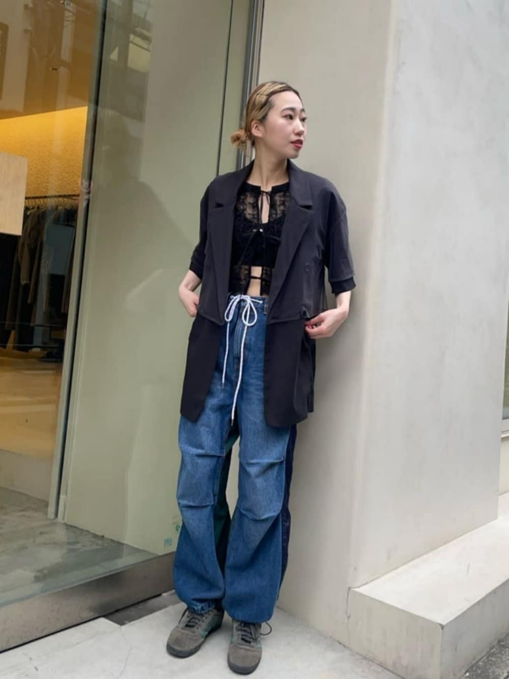 MAISON SPECIAL シースルー　ハーフジャケット　ホワイト　ストライプ MAISON SPECIAL シースルー ハーフジャケット ホワイト