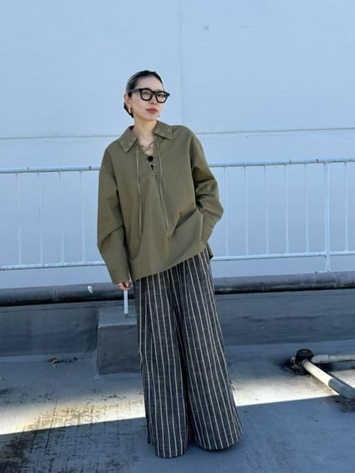 セール】Lace Up Oversize Pullover/レースアップブルオーバー