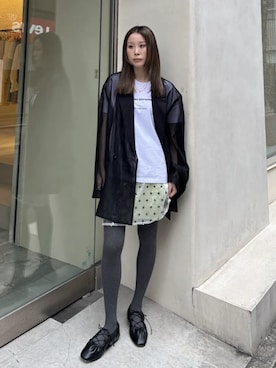 「MAISON SPECIAL（メゾンスペシャル）の【2026SPRING PRE-ORDER】Polka Dot Sequin Mini Skirt/ドットスパンコールミニスカート（スカート、グリーン系）」を使った、MAISON SPECIALさん（メンズ・168cm）の春コーディネート