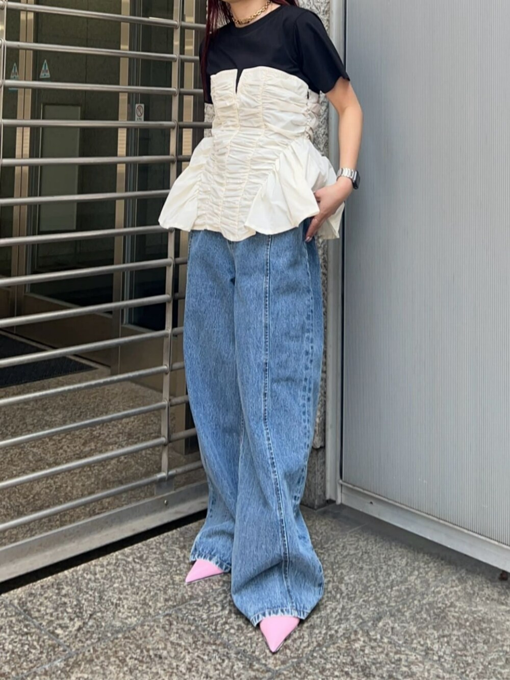 MAISON SPECIAL TaffetaPeplum T-shirt