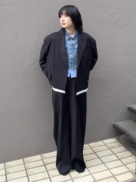 「MAISON SPECIAL（メゾンスペシャル）の2WAY Denim Short Jacket/2WAYデニムショートジャケット（デニムジャケット、ブルー系）」を使った、MAISON SPECIALさん（メンズ・168cm）の春コーディネート