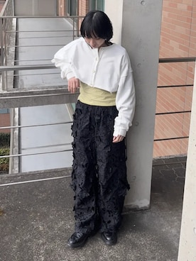 「MAISON SPECIAL（メゾンスペシャル）の2WAY Tops/2WAYトップス（Tシャツ/カットソー、イエロー系）」を使った、MAISON SPECIALさん（メンズ・168cm）の春コーディネート
