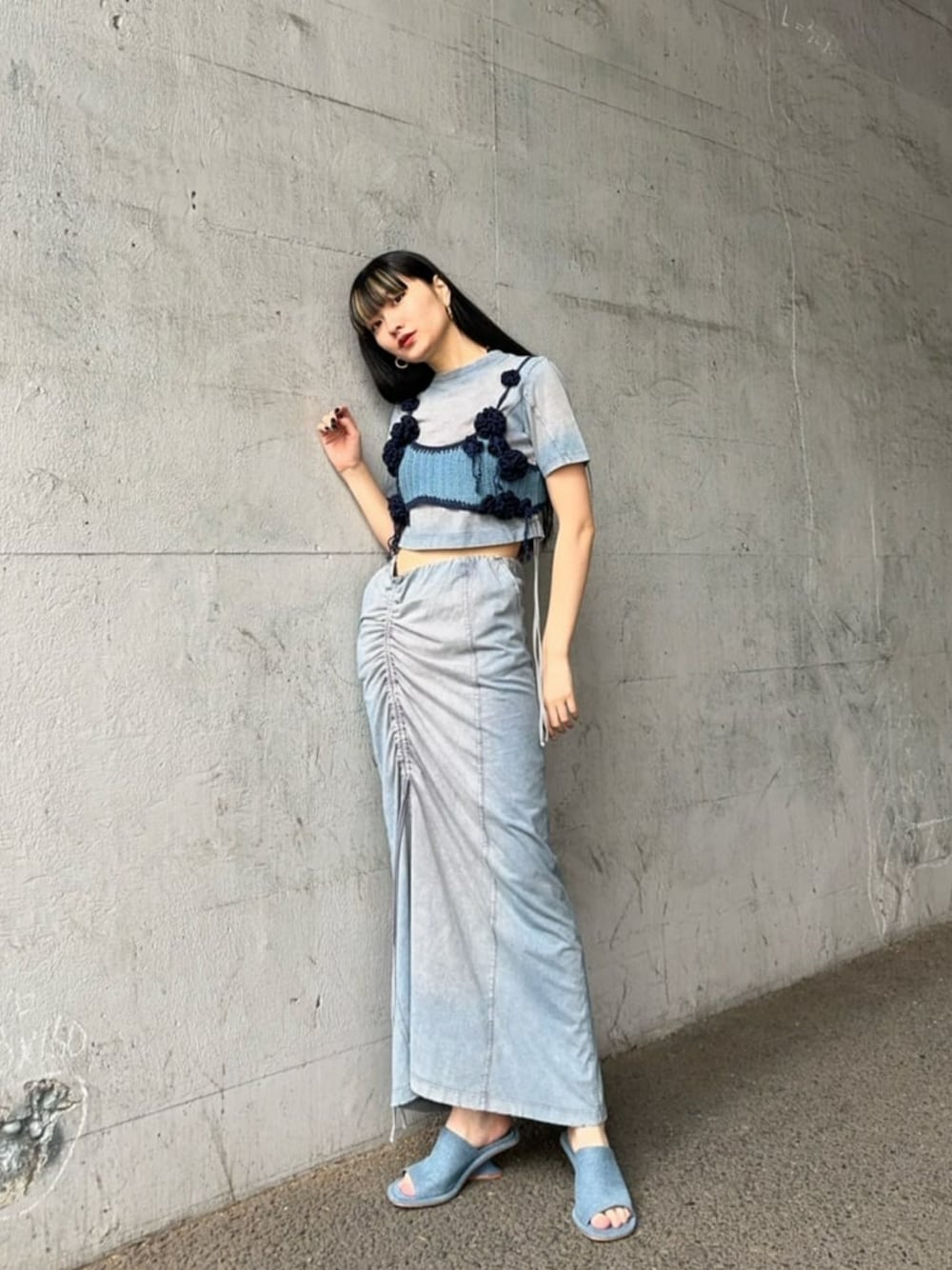 Chemical Wash Spray Trim Skirt/ケミカルウォッシュスプレー