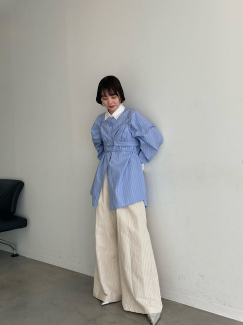 With Bra Stripe Easy Oversized Shirt/ブラ付きストライプイージーオーバーシャツ【MAISON SPECIAL/メゾンスペシャル】