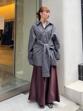 「シャツワンピ」｜MAISON SPECIALさん（レディース・152cm）の秋コーディネート