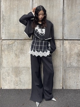 「MAISON SPECIAL（メゾンスペシャル）の2way Pointed Wedge Pumps/2WAYポインテッドウェッジパンプス【MAISON SPECIAL/メゾンスペシャル】（パンプス、シルバー系）」を使った、MAISON SPECIALさん（メンズ・168cm）の春コーディネート